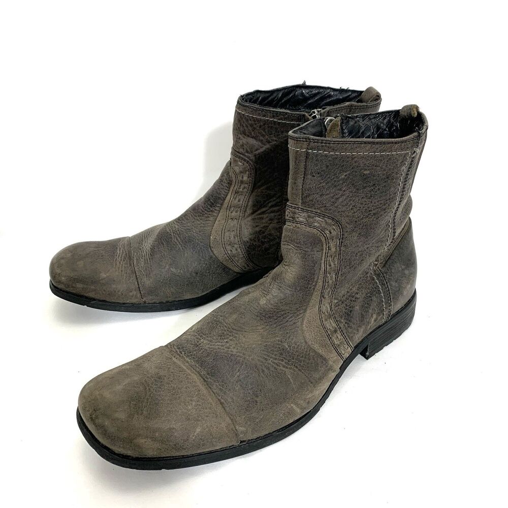 BED STU BROWN DISTRESSED LEATHER SIDE ZIP BOOTS Sz 10 1/2